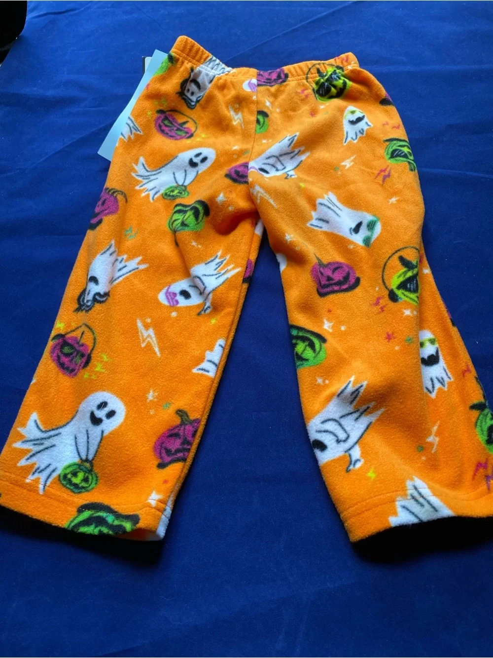 New Hyde & Eeks! Halloween Orange Ghost & Pumpkin Fleece Pajama Pants 2T